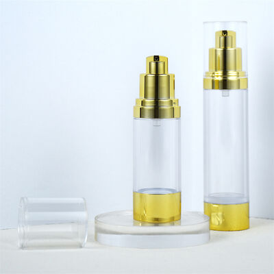 AS กระป๋องไร้อากาศ โลชั่นเครื่องสําอางดูแลผิว แพคเกจ กระป๋องปั๊ม Custom 15ml 30ml 50ml กระป๋องกล่องทองเครื่องสําอาง กระป๋องเล็ก AS/PP