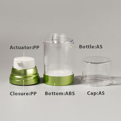โรงงานขายส่ง หรูหราเปล่า 100ml 150ml 120ml ABS AS กระป๋องปั๊มไร้อากาศที่กําหนดเอง Matte Glossy Silver UV Supplier
