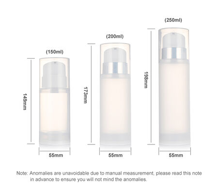 กระป๋องปั๊มไร้อากาศ 150ml 200ml 250ml/PP กระป๋องปั๊มน้ํายาโปร่งสําหรับบรรจุเครื่องสําอาง