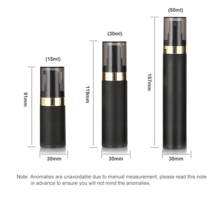 คุณภาพดีที่สุด กระป๋องสีดําไม่มีอากาศ 15ml 30ml 50ml กระป๋องเครื่องสําอางพลาสติกไม่มีอากาศ