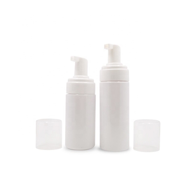 100ml 150ml ขวดพลาสติกเครื่องสำอาง, ขวดปั๊มมูสใสสีฟ้าสีขาว